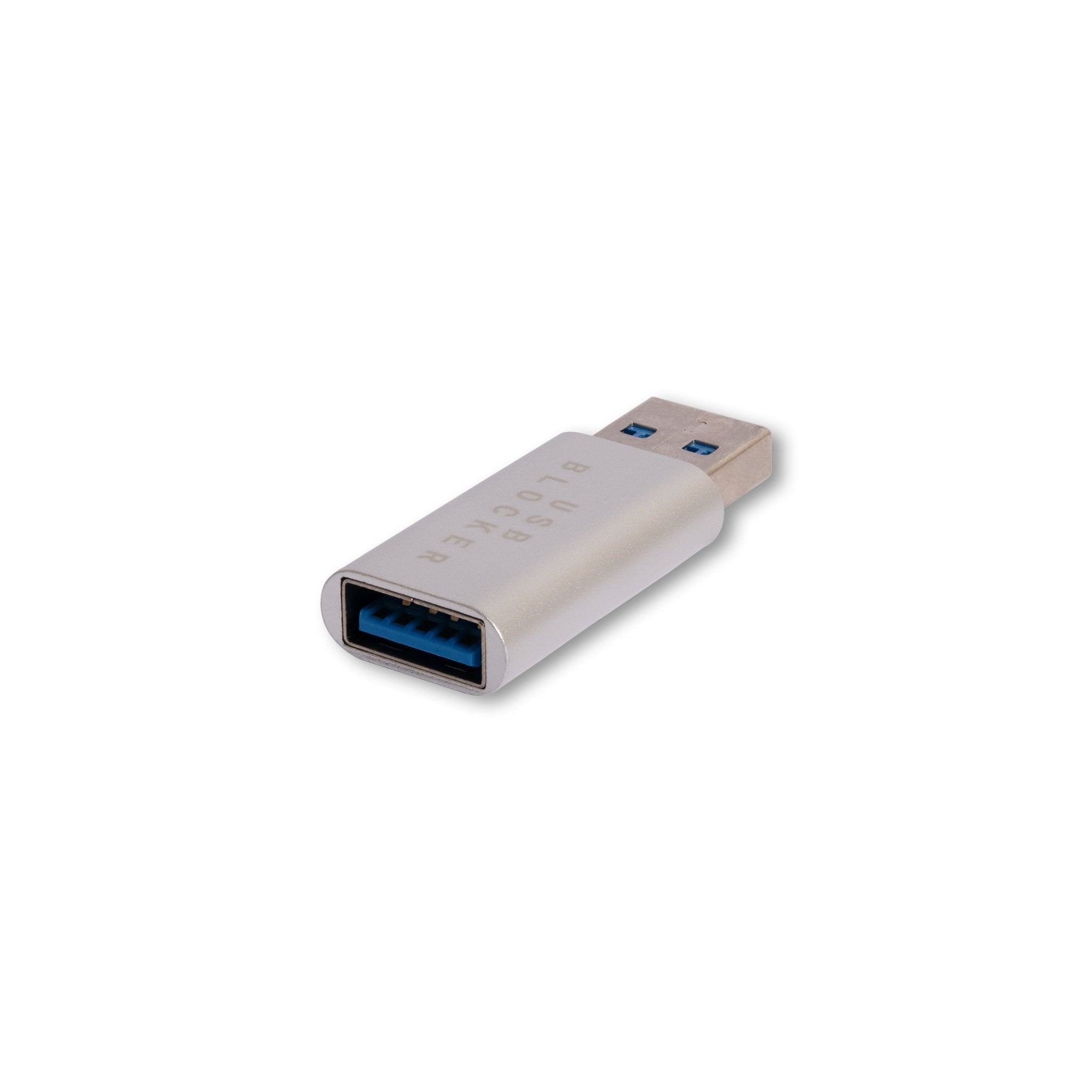 USB-C Data Blocker Pro – compact, silver aluminium charge-only adapter for fast charging