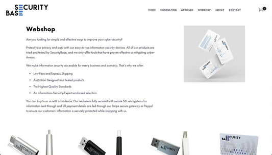 Updated Webshop with Data Privacy and Security Solutions - SecurityBase