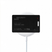 Security base tracker card with charging cable on a white background